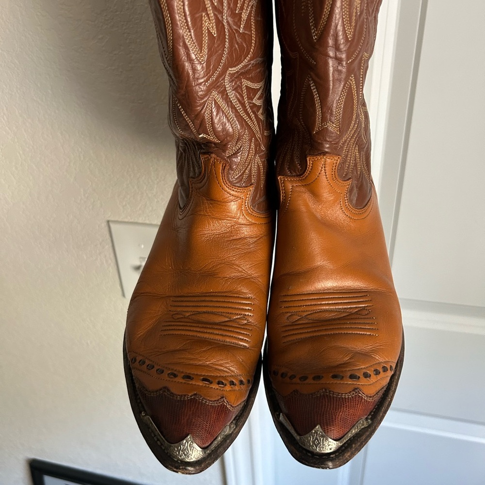 Vintage Justin Boots Brown Sz 10 D Cowboy Western Made In USA Style 1936 - Picture 3 of 7